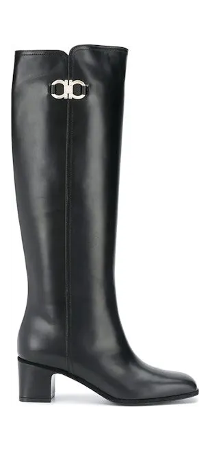 Ferragamo Gancini Buckle Knee-High Boots Black (01R491733172)