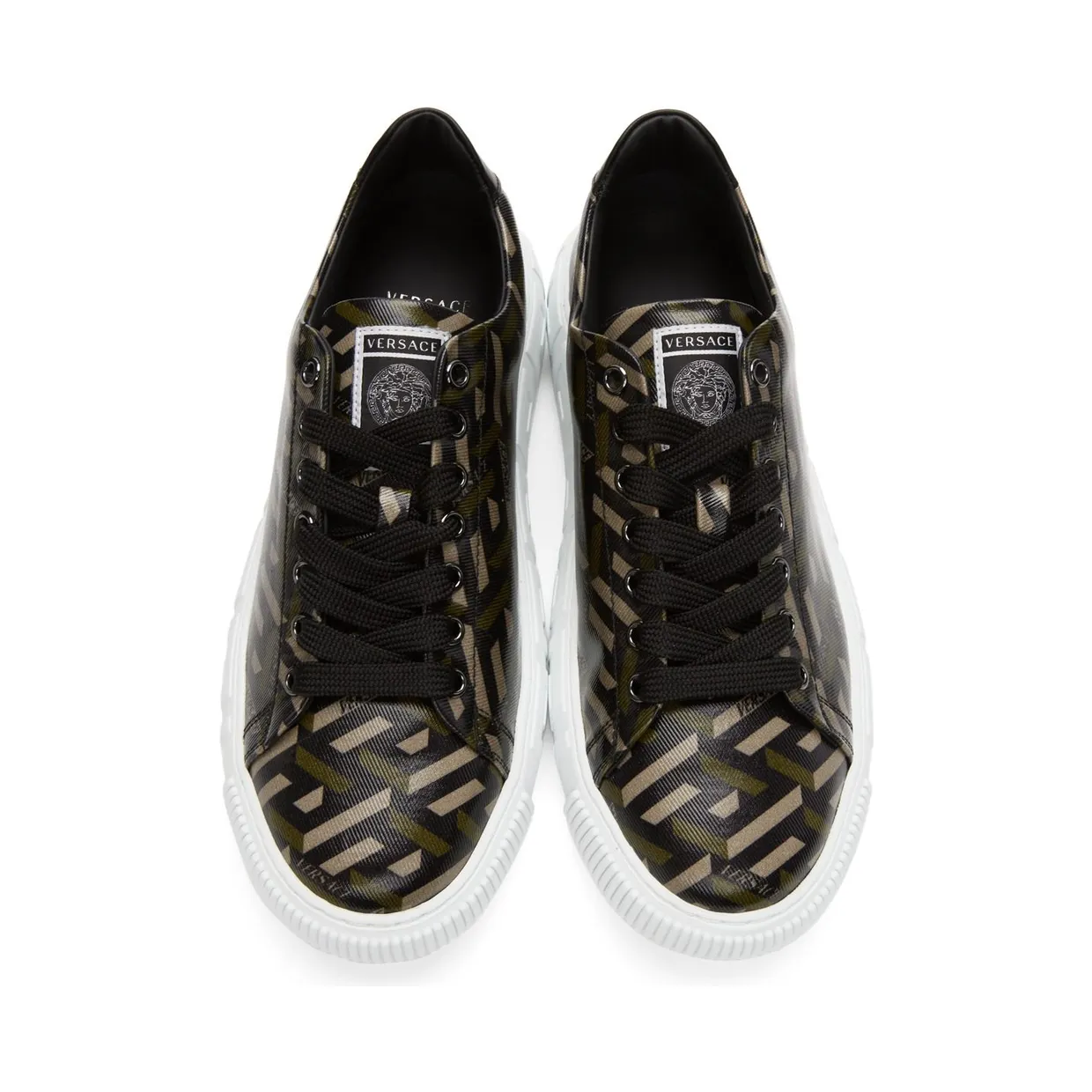 Versace Black & Grey ‘La Greca’ Low-Top Sneakers (DSU8404 1A01726) (5)