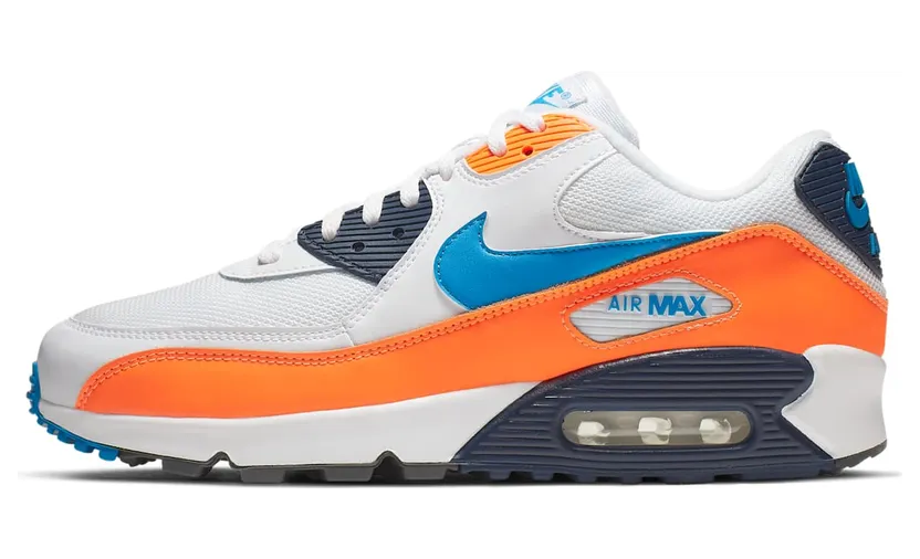 Nike Air Max 90 “White / Total Orange / Midnight Navy / Photo Blue” (AJ1285-104)