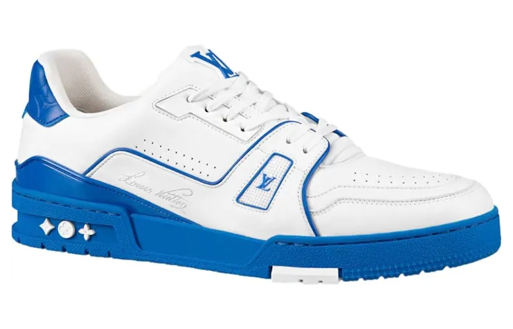 Louis Vuitton Trainer White Blue Signature (1A8SJV) (2)