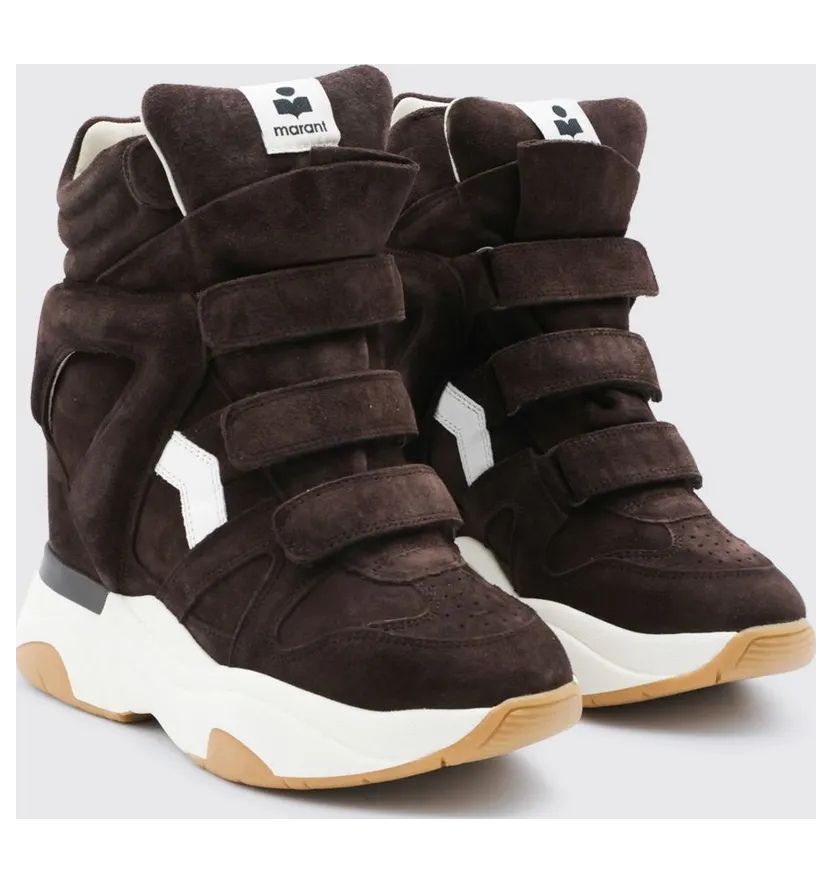 Isabel Marant Balskee High-Top Wedge in Suede with Velcro Closure Cocoa (24HBK0009FAB4E10SCLMW)