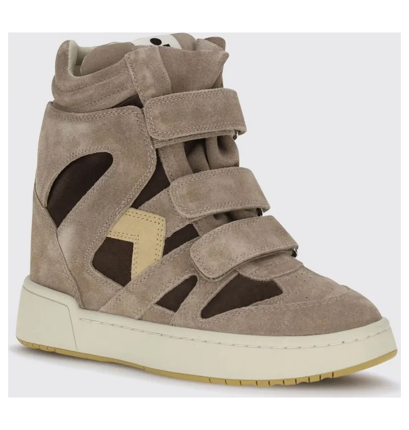 Isabel Marant IM3 Bicolor Suede High-Top Wedge with Velcro Straps Brown (BK0010FAD3E11SSNBW)