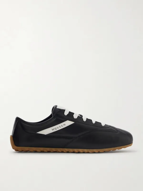 Mcqueen Logo-Print Leather Sneakers Black (866897WIAJ8)