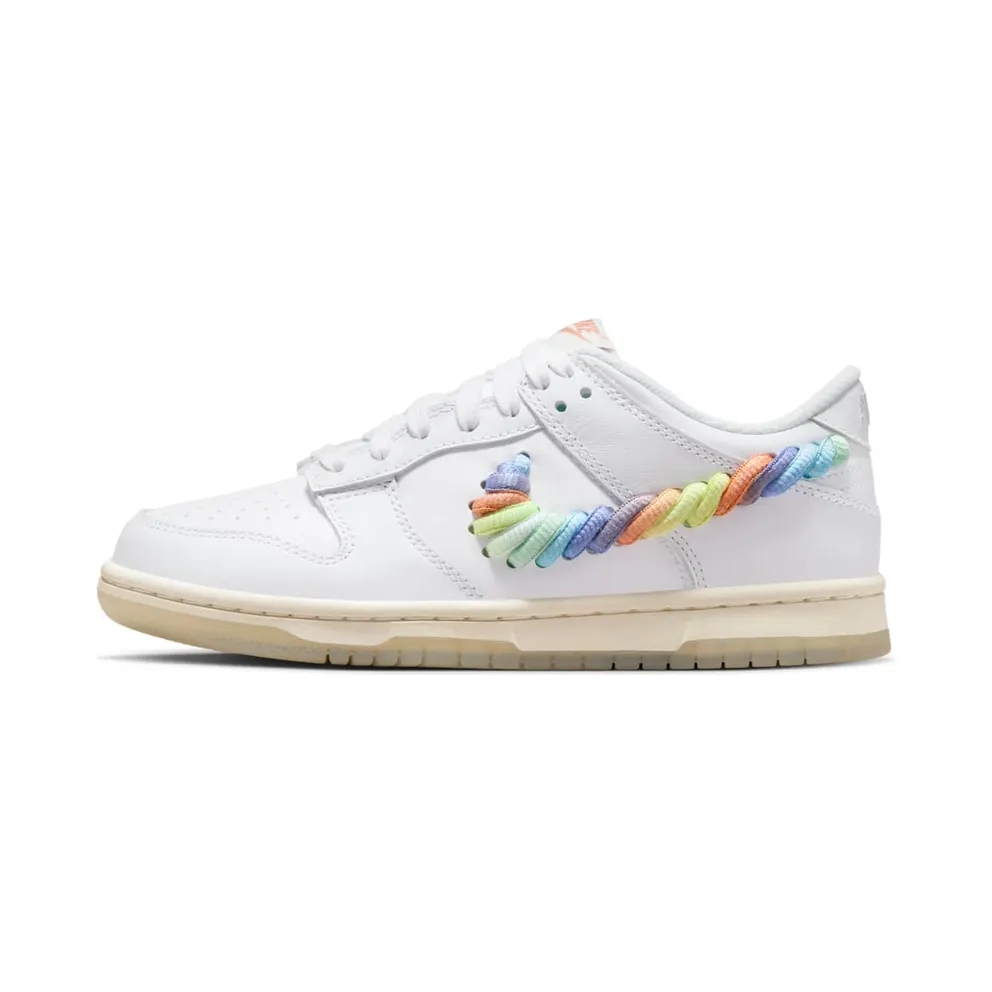 Nike Dunk Low SE GS “Rainbow Lace Swoosh White” (FN4861-100)