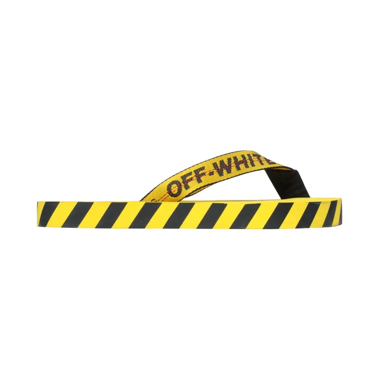 Off-White Diagonal Stripes Flip Flops Yellow Black AW 20