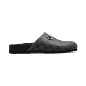 Gucci GG Supreme Mule with Horsebit Grey Black (738964-FABP9-8746)