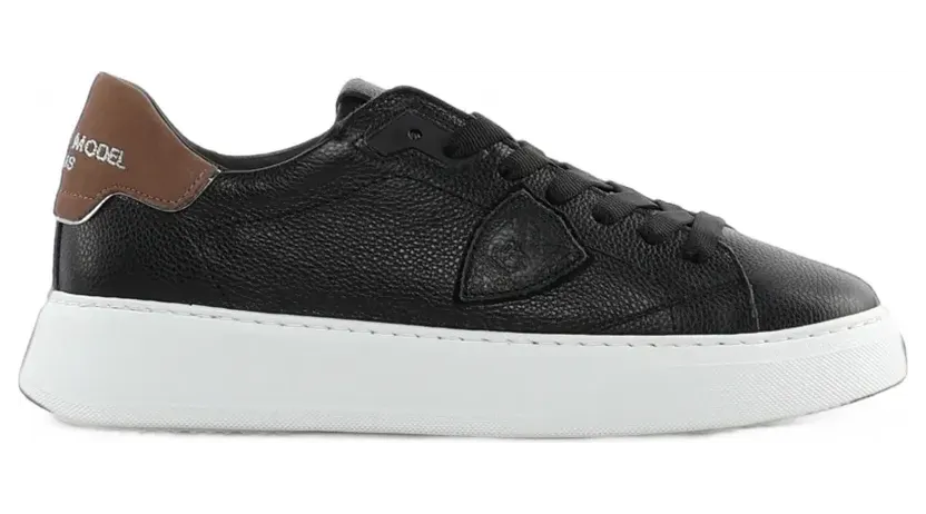 Philippe Model Paris Temple logo-patch pebbled-leather sneakers – Schwarz (BTLUZZ02)