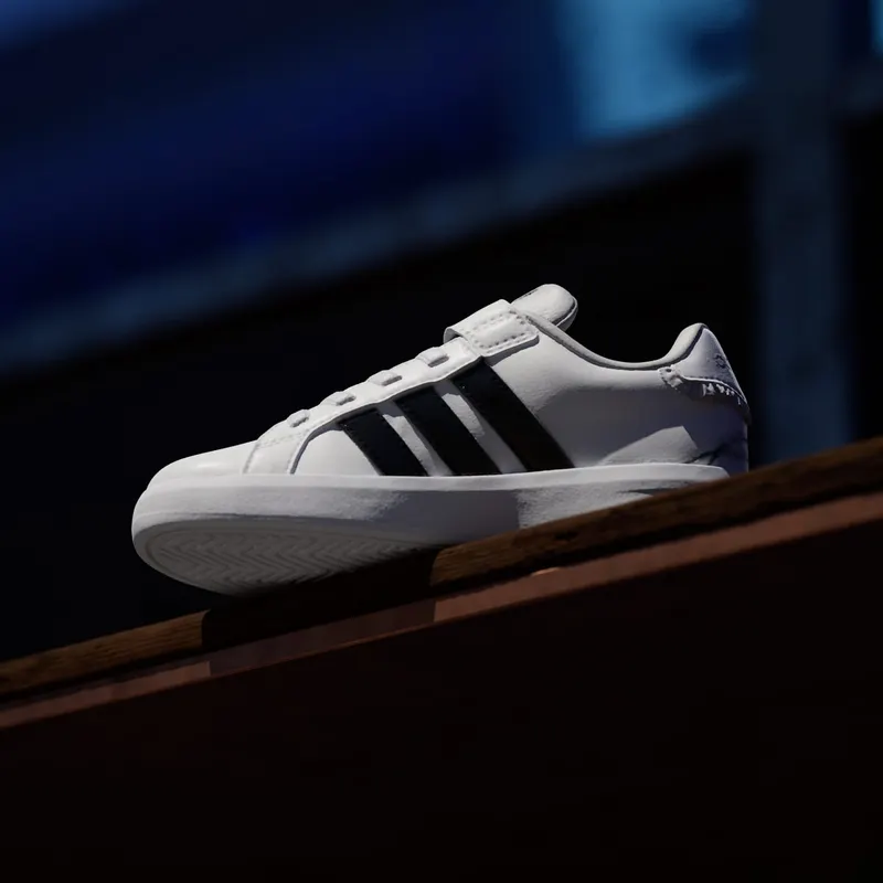 Adidas GRAND COURT 3.0 Shoes KIDS Cloud White / Core Black / Hi-Res Yellow (KH8835)