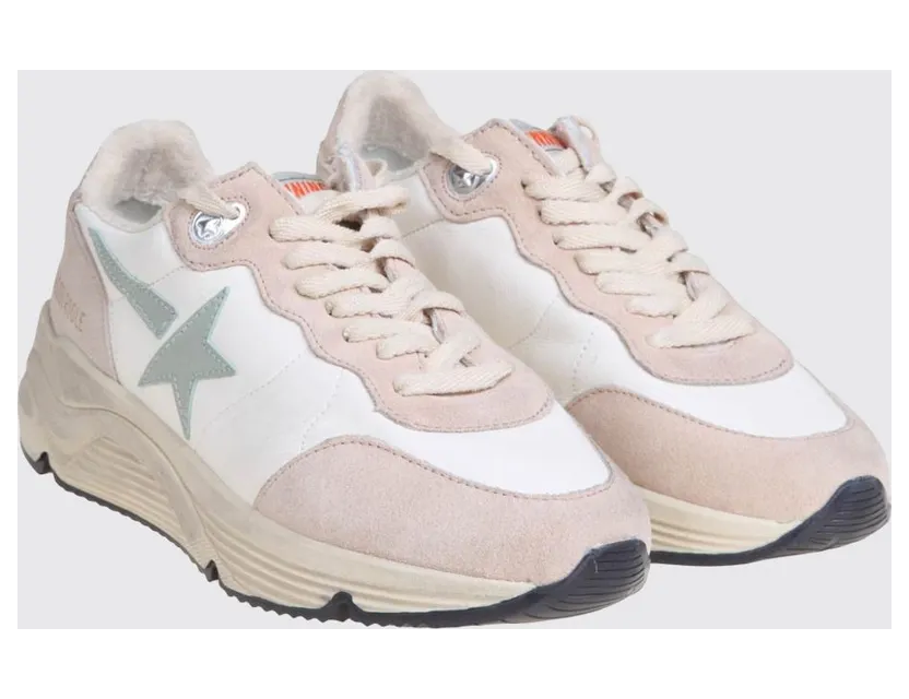 Golden goose Running Sole Smooth and Suede Calfskin Sneakers with Logo White (GWF00215F00473982355)
