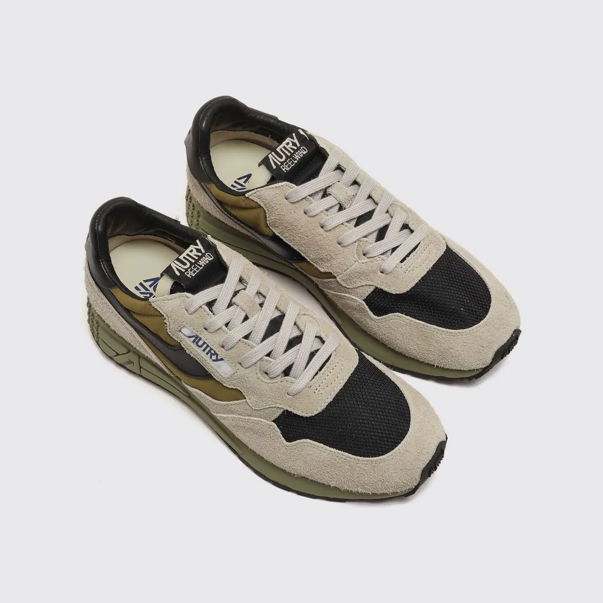 Autry Reelwind Sneakers in Leather and Nylon with Worn Effect Sand (WWLMBY05)
