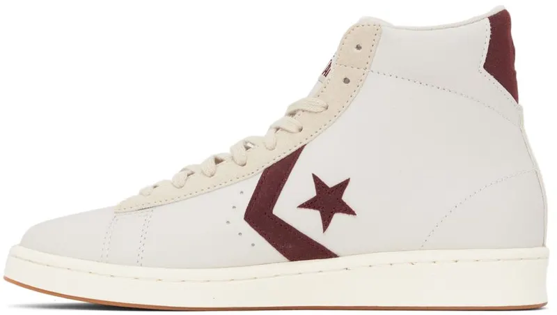 Converse Pro Leather Hi White / Deep Bordaeux / String (171606C)