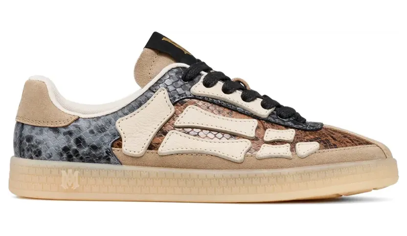 AMIRI Pacific Bones sneakers met slangenpatroon – Beige (AWSNSN1053)