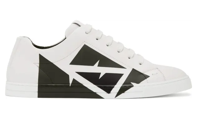 Fendi White Painted Bag Bugs Sneakers (7E1379 AC77)