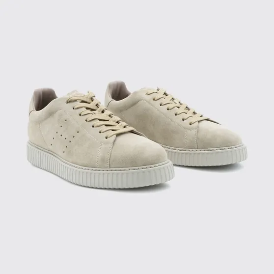 Hogan H-Stripes Suede Sneakers with Perforated H Logo Beige (HXM6770GF5FUHOC803)