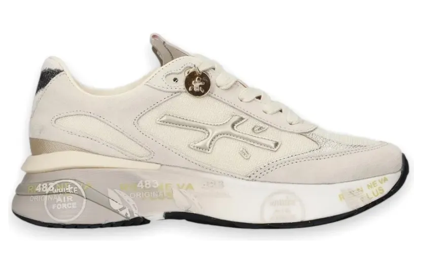 Premiata Moerund 8080 sneakers met logopatch en vlakken – Beige (MOED8080)