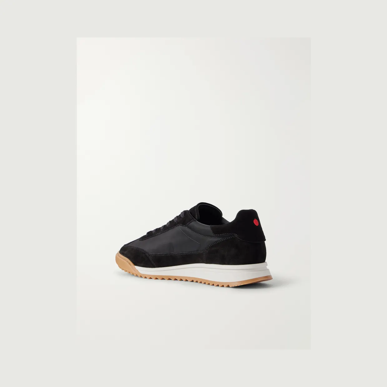 Kiton Logo-Embroidered Suede-Trimmed Stretch-Knit Sneakers Black (USSA514-N01532) (4)