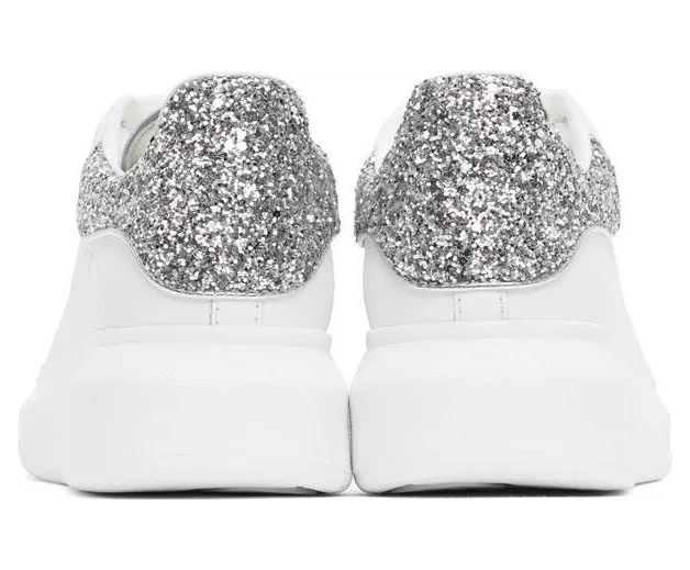 Alexander McQueen SSENSE Exclusive White & Silver Oversized 9071 Silver “Glitter” (558945WHTQ6) (4)