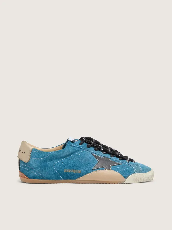 Golden Goose True-Star In Teal Suede With Black Star And Cream Heel Tab (GWF00922.F007389.50928)