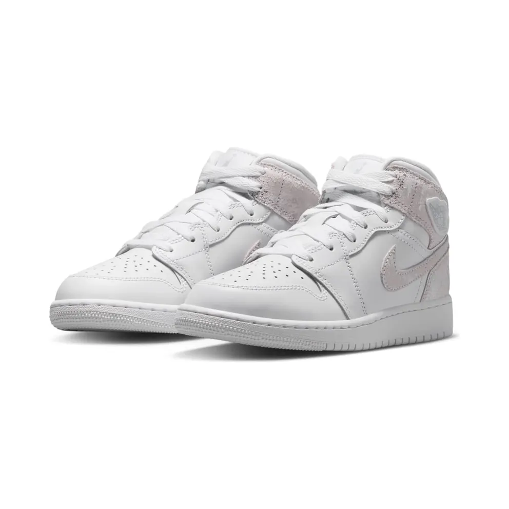 Jordan 1 Mid GS “White Field Silver” (IR2320-100)