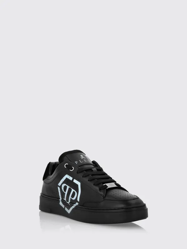 Philipp plein Monogram Calf Leather Low-Top with Hexagon Logo Black (UAESMSC4062PLE005N0202)