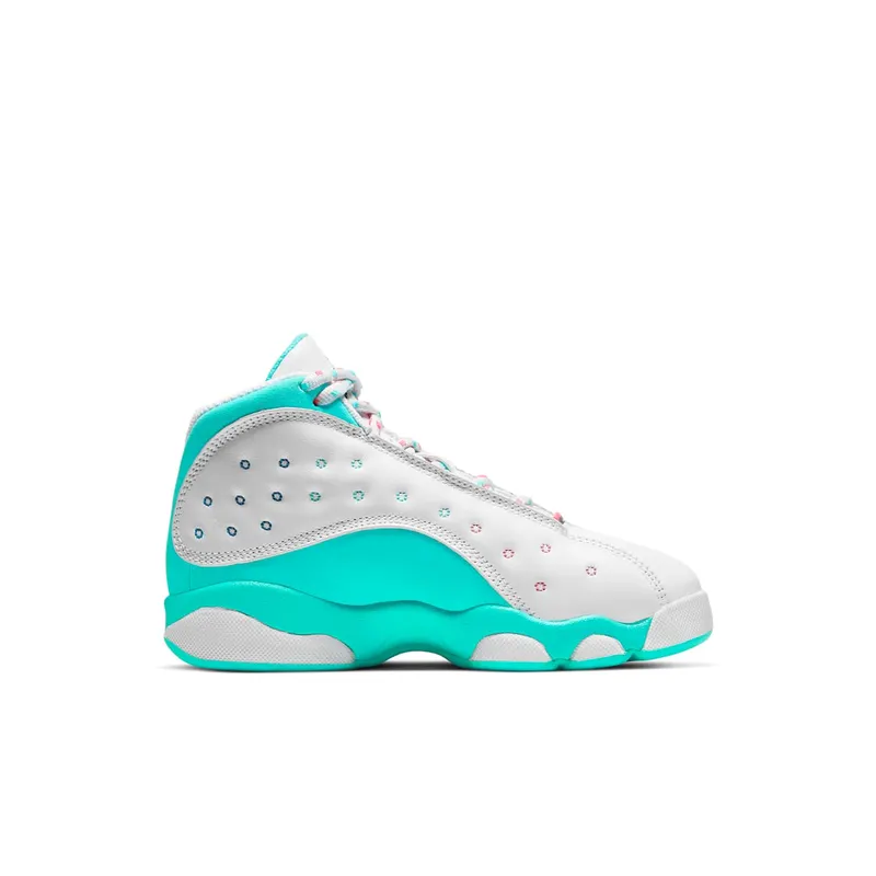 Jordan 13 Retro White Soar Green Pink (PS) White/Soar-Green-Pink (439669-100)