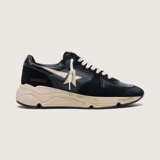 Golden Goose Running Sole In Black Nappa And Suede (GWF00126.F003775.90352)