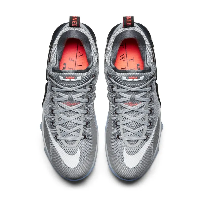 Nike LeBron 12 Low Earned Wolf Grey/White-Dark Grey-Hot Lava (724557-014)