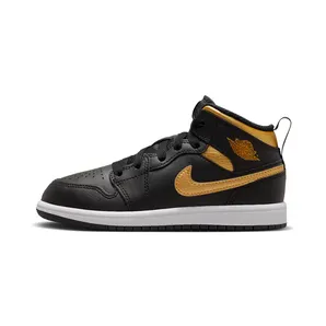 Jordan 1 Mid “Black / White / Metallic Gold” (DQ8424-071)