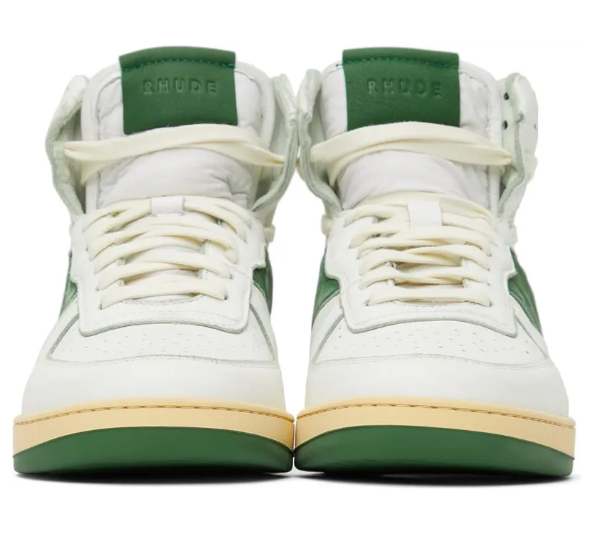 Rhude White & Green Rhecess Hi Sneakers (RHFW21FO20040433) (2)