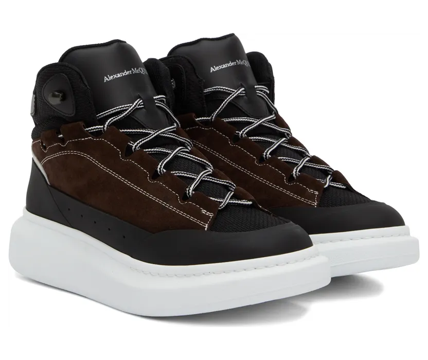 Alexander McQueen Black & Brown Leather High-Top Sneakers (682498WIB9C1459) (4)