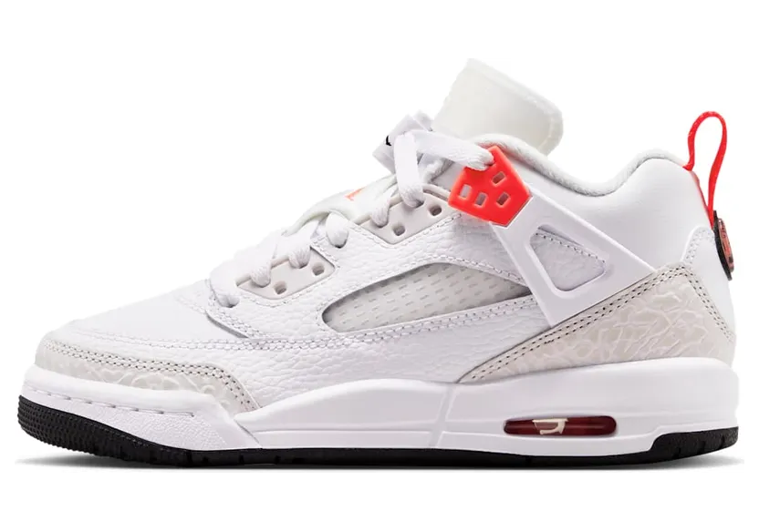 Jordan Spizike Low GS “White / Vast Grey / Black / Bright Crimson” (IQ0320-100)