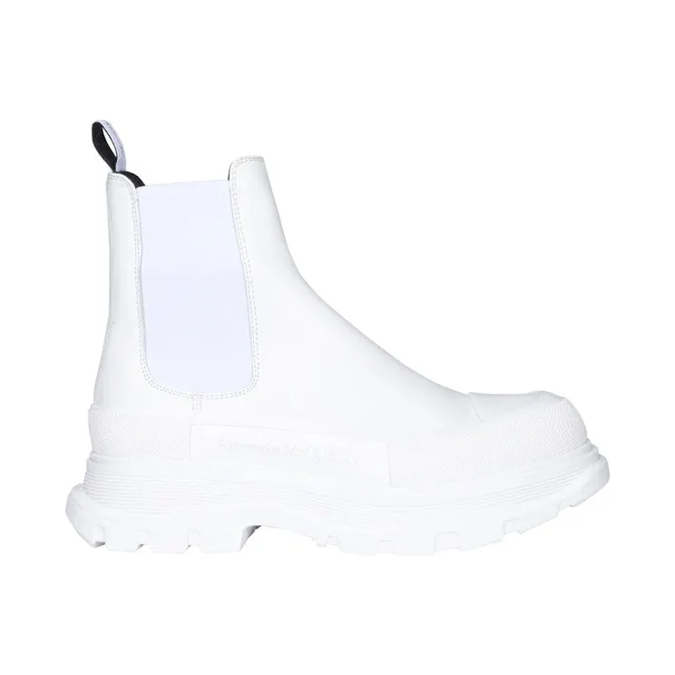 Alexander McQueen Tread Slick Chelsea Boot Leather Triple White (634617WHZ619071)