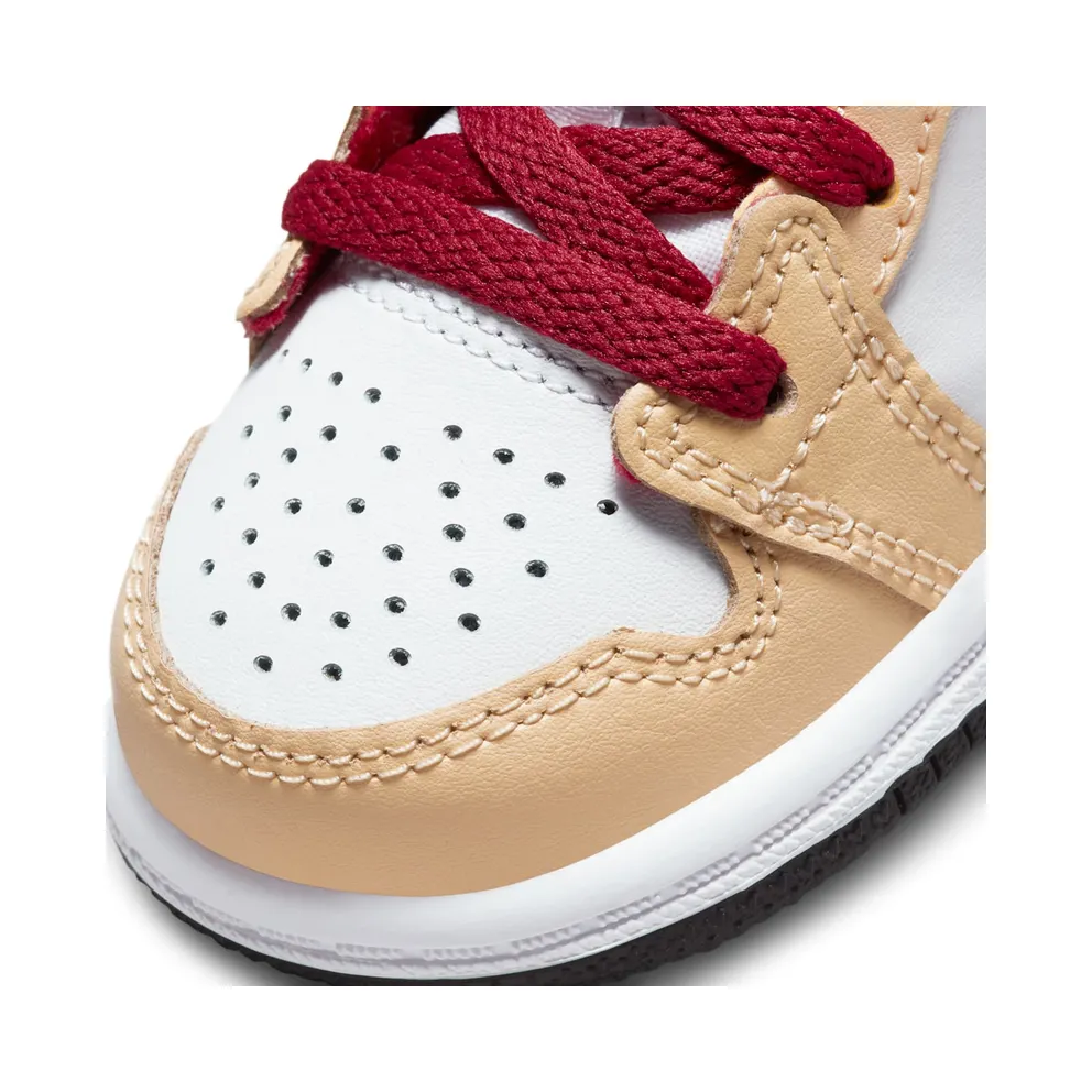 Jordan 1 Mid Light Curry Cardinal (640735-201)