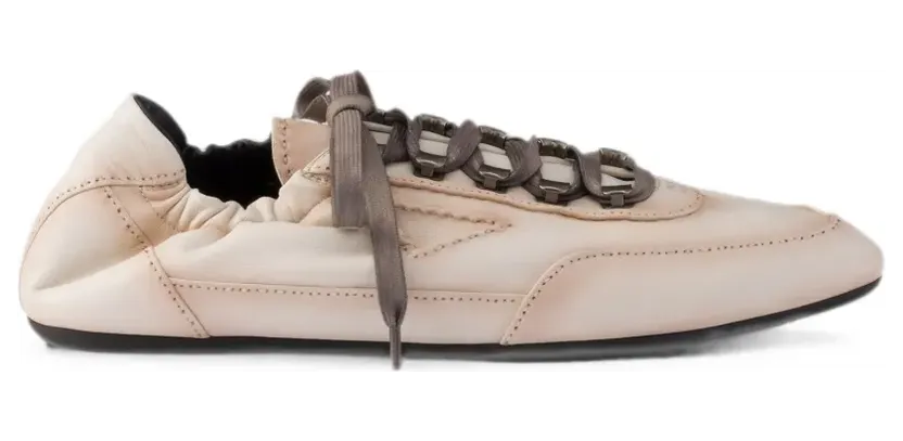 Prada Collaps nappa leren sneakers met haken – Beige (2EE490FG0002HKD)