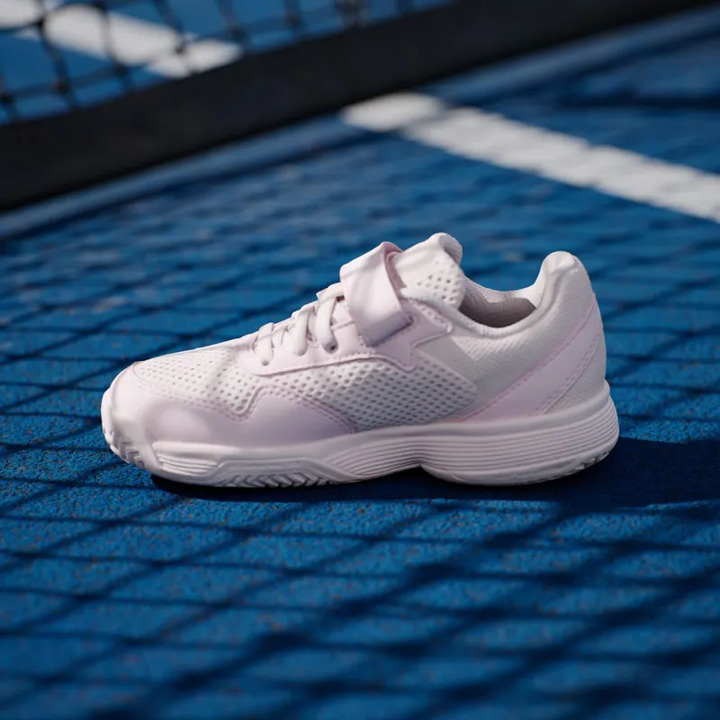 Adidas Courtflash Tennis Shoes with Velcro Kids Distilled Pink / Cloud White / Distilled Pink (KK3870)