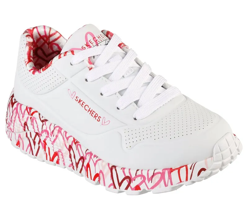 Skechers x JGoldcrown: UNO Lite – Lovely Luv Sneaker White/Red/Pink