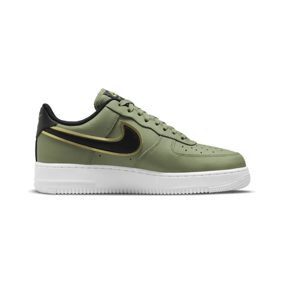 Nike Air Force 1 Low 07 LV8 Double Swoosh Olive “Oil Green / Metallic Gold / White / Black” (DA8481-300)
