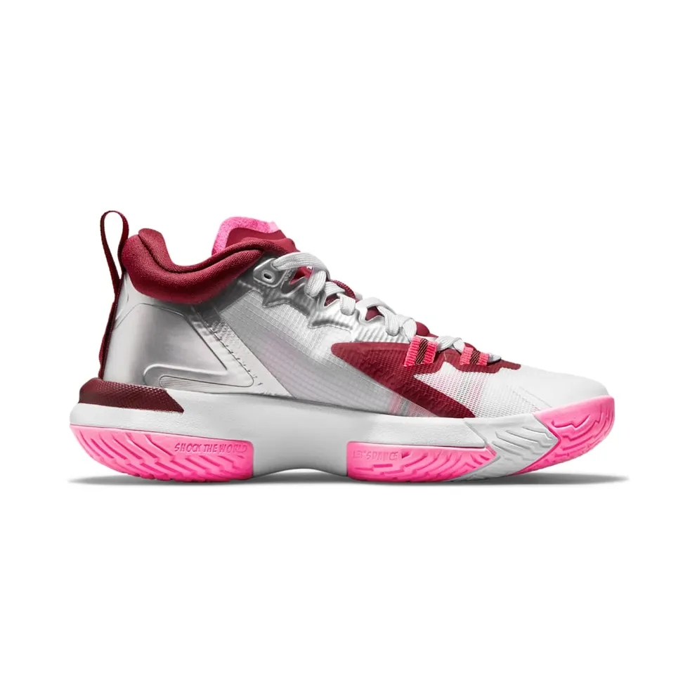 Jordan Zion 1 Marion (GS) “White / Hyper Pink / Dark Beetroot / Metallic Silver” (DA3131-100)