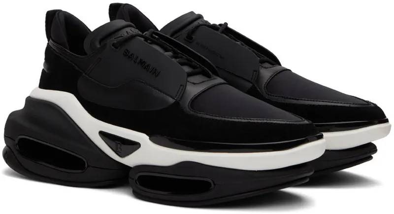 Balmain Black Leather B-Bold Low-Top Sneakers (XM0VI277LSOW)