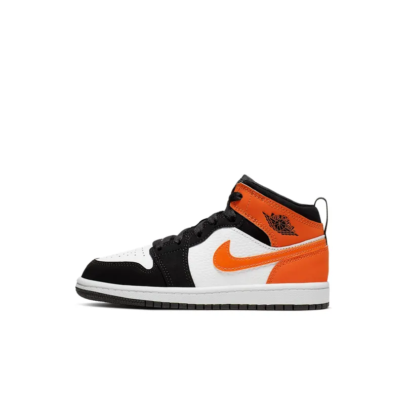 Jordan 1 Mid Shattered Backboard (PS) Black/Starfish-Starfish-White (640734-058)