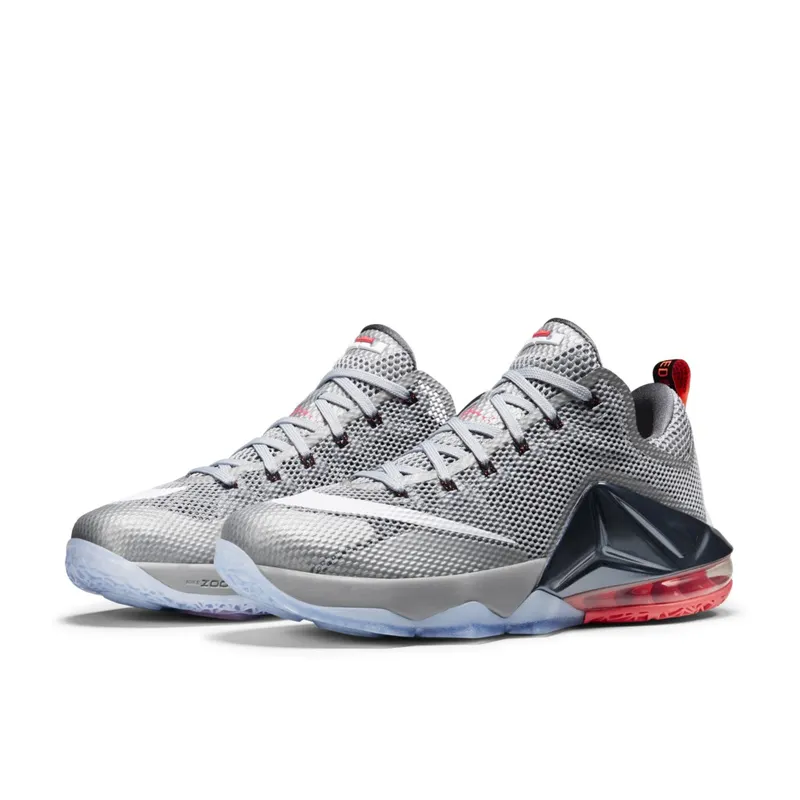 Nike LeBron 12 Low Earned Wolf Grey/White-Dark Grey-Hot Lava (724557-014)