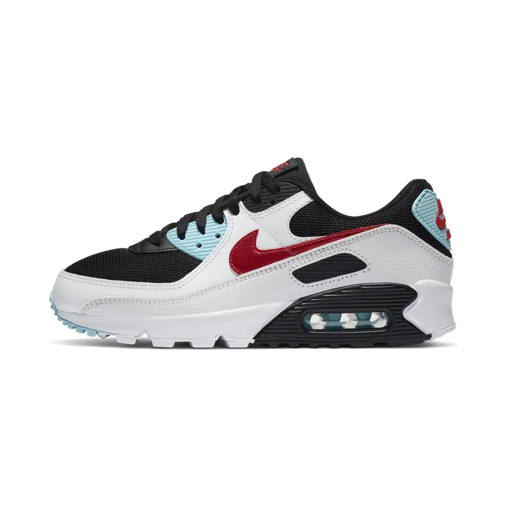 Nike Air Max 90 Aqua Red White Black (W) Summit White/Bleached Aqua-Black-Chile Red (DA4290-100)