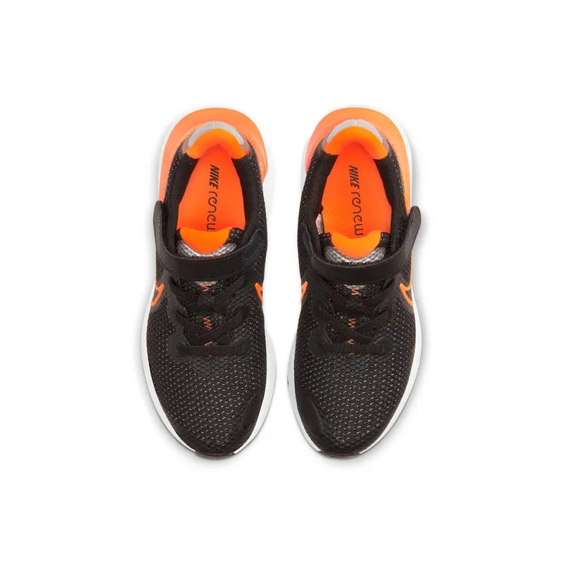 Nike Renew Run Black Total Orange (PS) Black/Chrome/Particle Grey (CT1436-001)