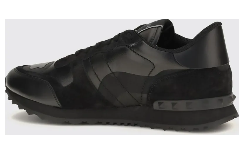Valentino garavani Rockrunner Camouflage Leather and Suede Sneakers Black (S0723NSD0NO) (2)