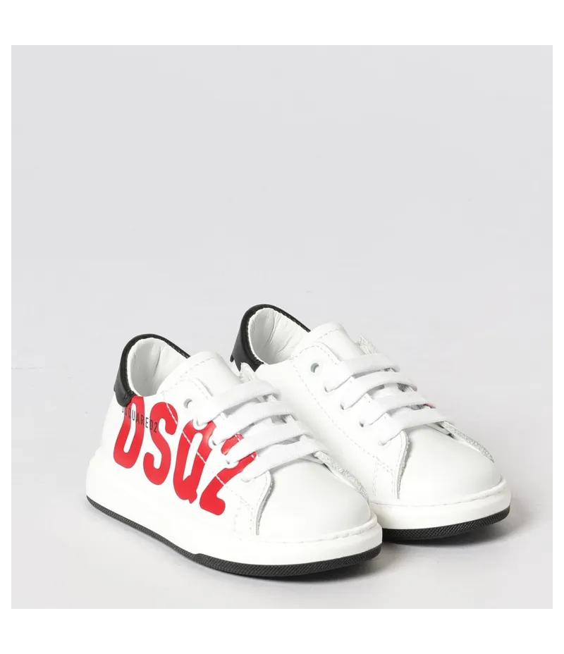 Dsquared2 Leather Sneakers with Logo Print Red (826741)