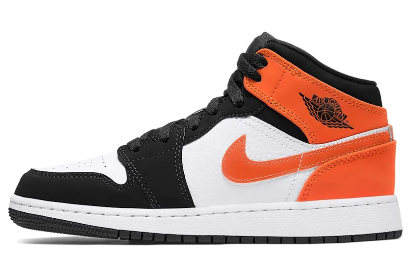 Air Jordan 1 Mid GS Shattered Backboard “Black / Starfish / White” (554725-058)