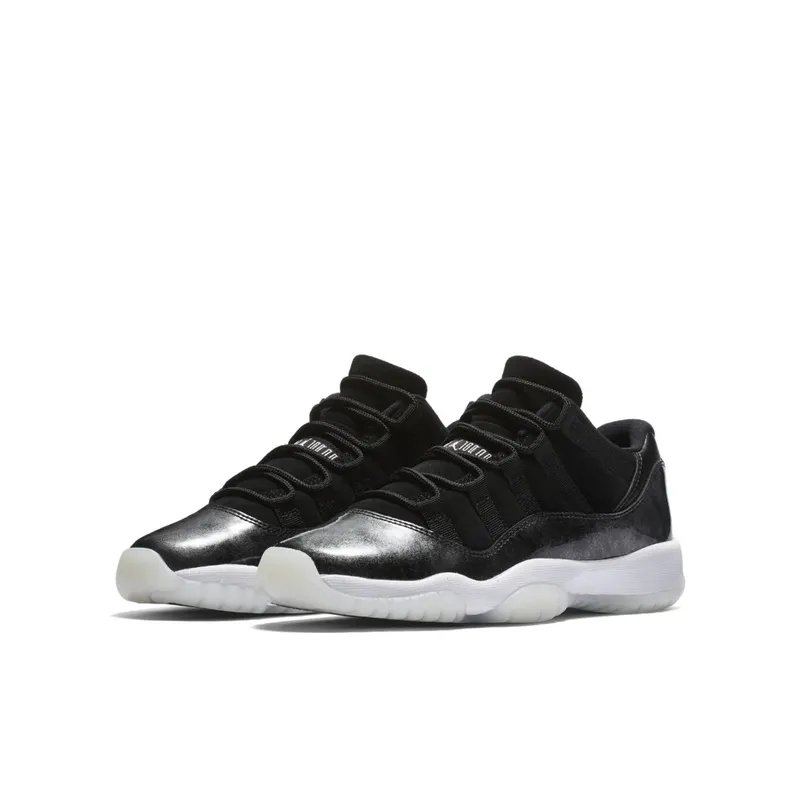 Jordan 11 Retro Low Barons (GS) Black/Metallic Silver-White (528896-010)