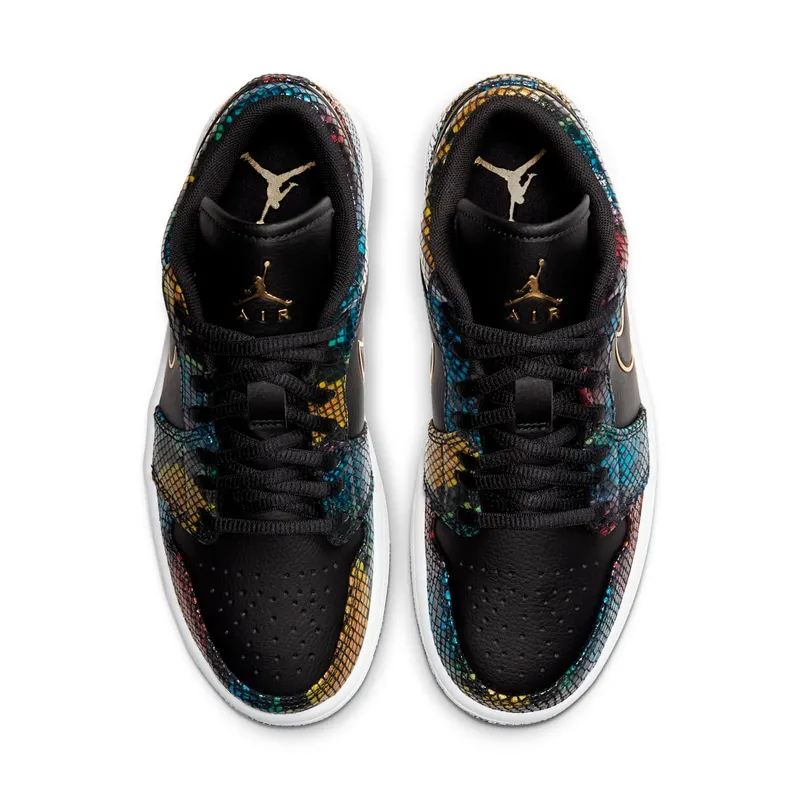Jordan 1 Low Multicolor Snakeskin (W) (2020) Black/Metallic Gold (CW5580-001)