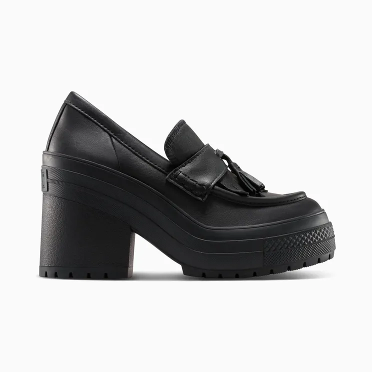 Converse Chuck 70 De Luxe Heel Loafer Platform Leather Black/Black/Black (A14714C)