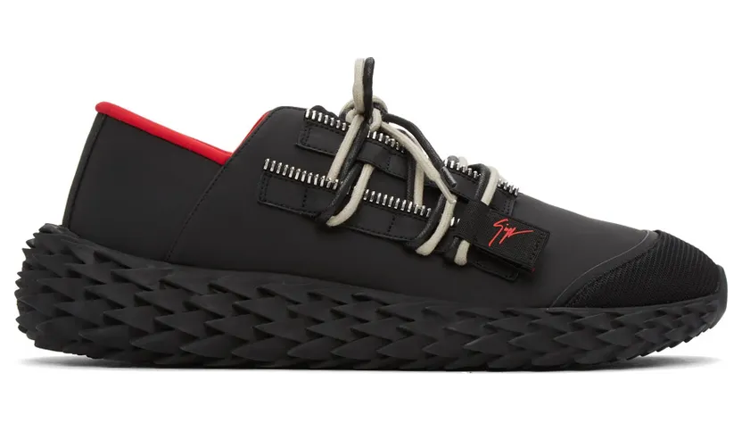 Giuseppe Zanotti Black & Red Leather Urchin Sneakers (RM00031 84420)